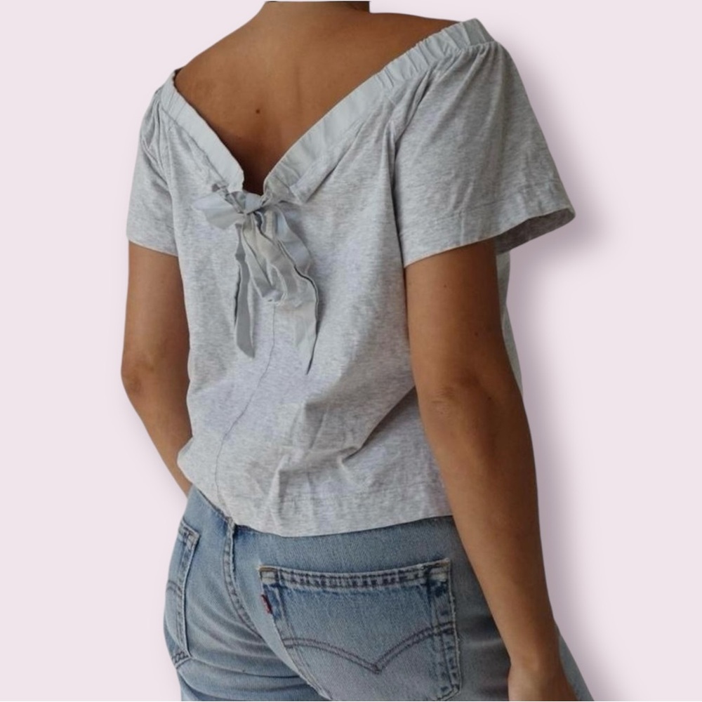 Banana Republic Grey Tie Back Off Shoulder Top Size S